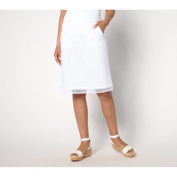 Isaac Mizrahi Live! Dresses & Skirts - Isaac Mizrahi Live! Women's Skirt Sz L Regular Crochet Knit Pull White A647688